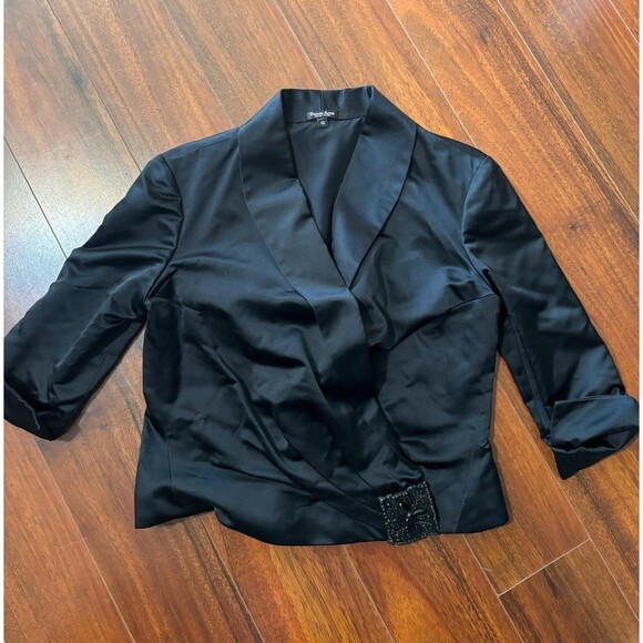 Reem Acra 100% Silk Jacket Black - Picture 1 of 9